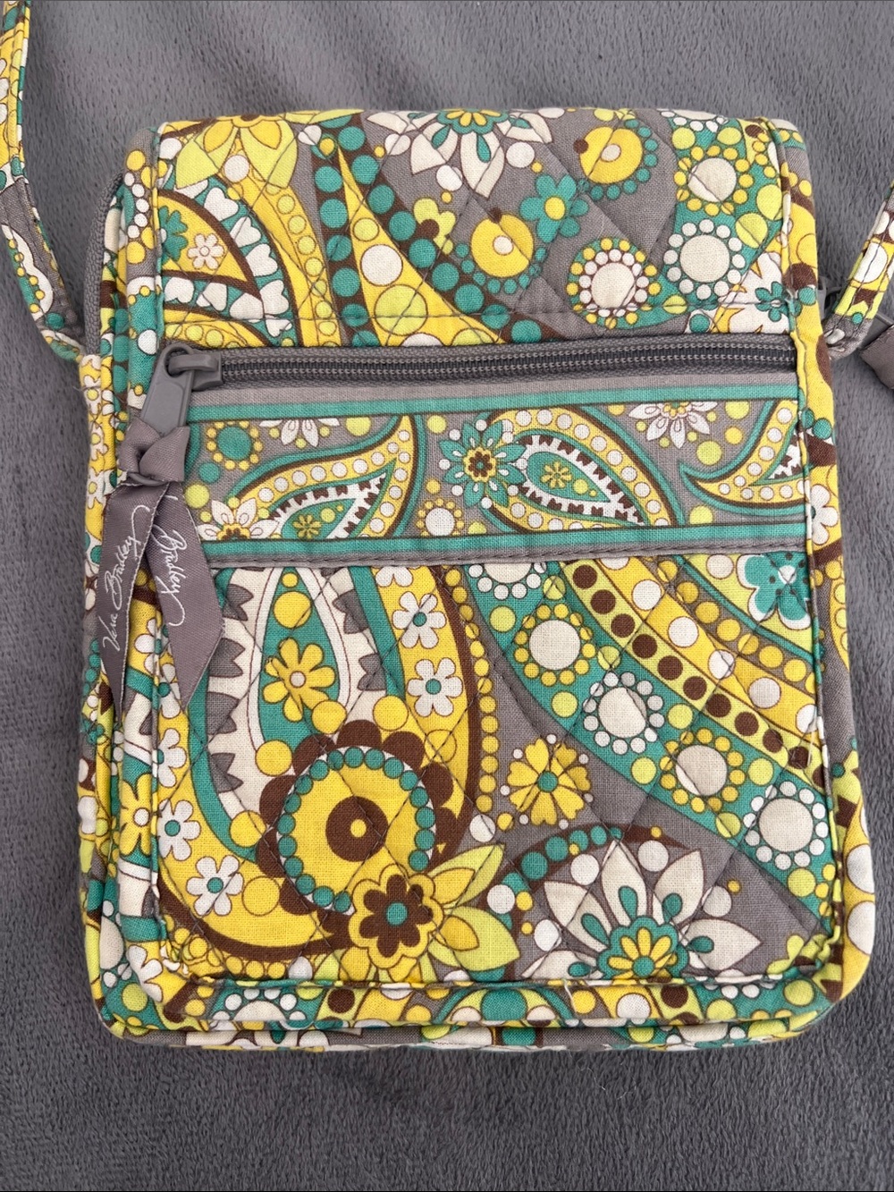Vera‎ Bradley Yellow & Green Paisley Quilted Crossbody Summer